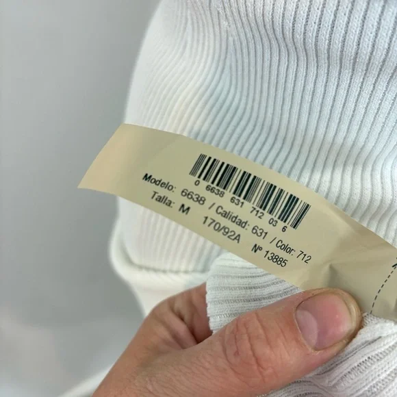 Massimo Dutti White Ribbed Slim Fit Knee length Dress sz M - Picture 7 of 8